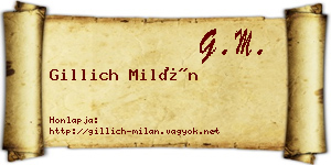 Gillich Milán névjegykártya